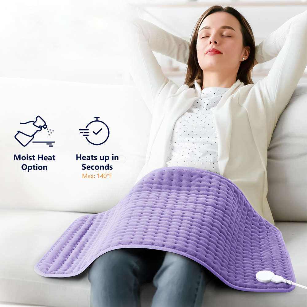 17"x33" Large Electric Heating Pad with 6 Heat Settings & Auto Off , Sunset Purple
