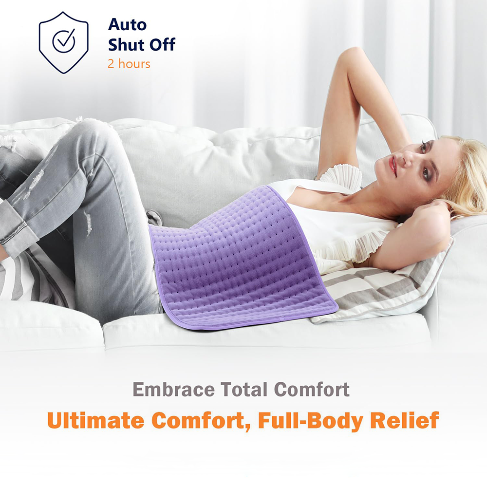 17"x33" Large Electric Heating Pad with 6 Heat Settings & Auto Off , Sunset Purple