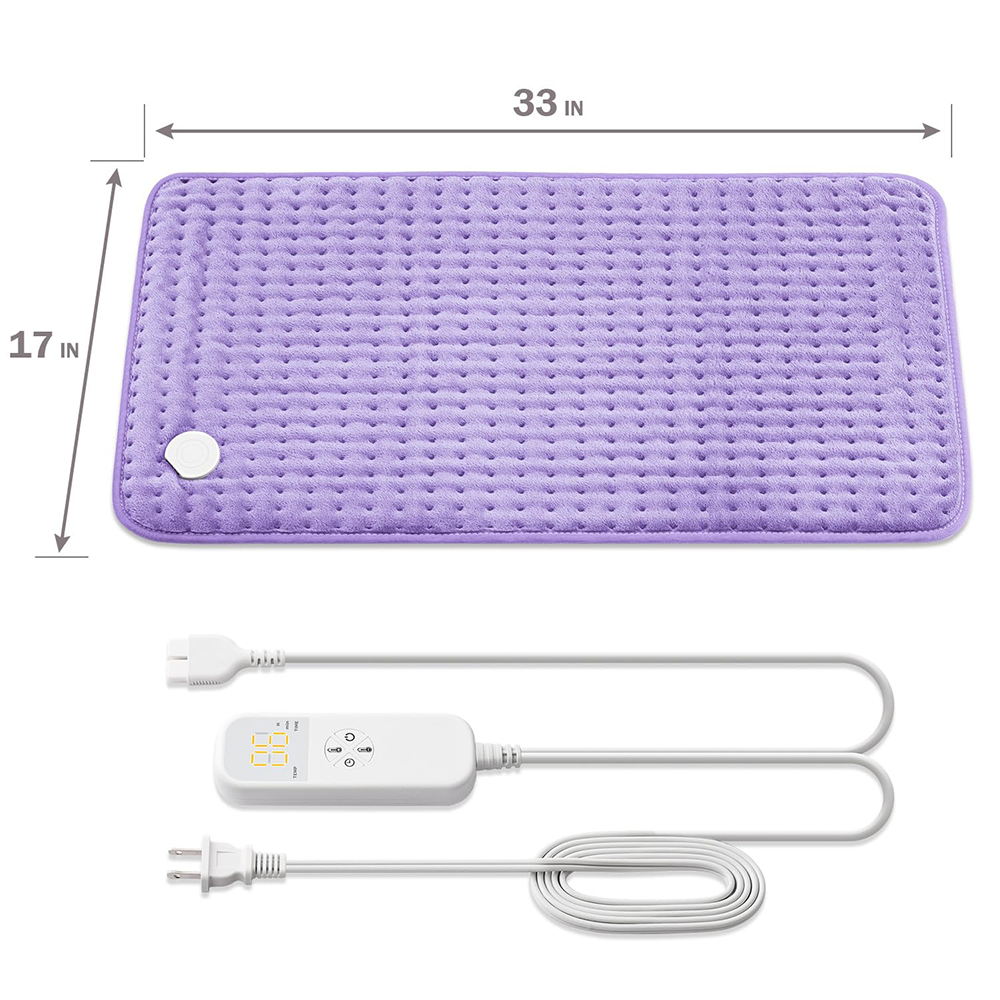 17"x33" Large Electric Heating Pad with 6 Heat Settings & Auto Off , Sunset Purple