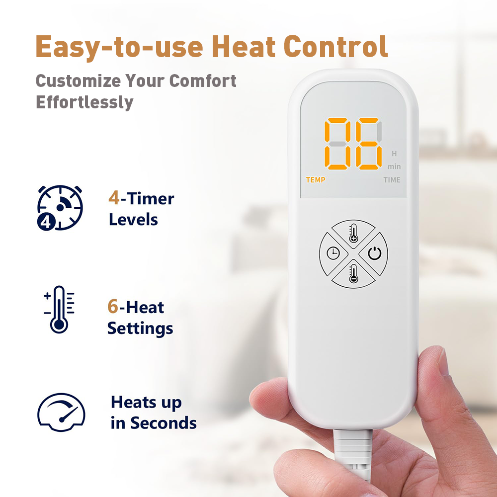 12"x24" Electric Heating Pad with 6 Heat Settings & Auto Off , Rock Gray