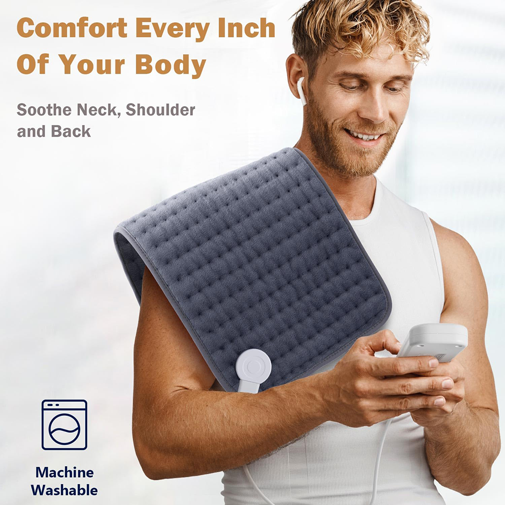 12"x24" Electric Heating Pad with 6 Heat Settings & Auto Off , Rock Gray