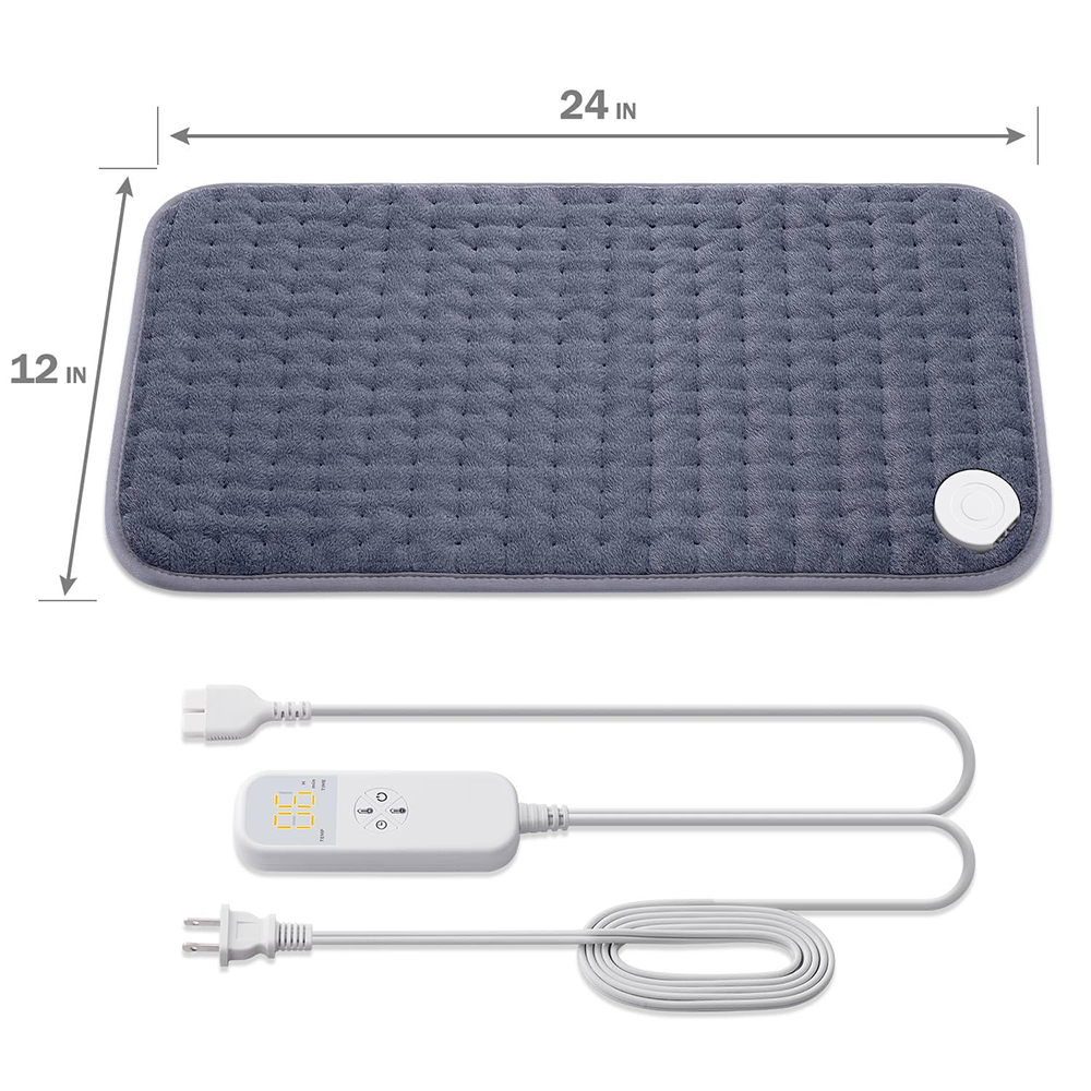 12"x24" Electric Heating Pad with 6 Heat Settings & Auto Off , Rock Gray