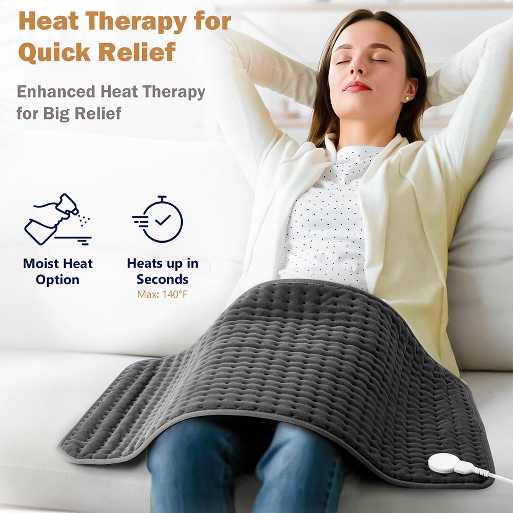 Extra Large Microplush Heating Pad for Back Neck Shoulder Pain Cramps Relief - Gifts for Women Men Mom Dad, Mothers Day Fathers Day Christmas Birthday Gifts - 6 Heat Settings, Auto-Off - 17"x33"