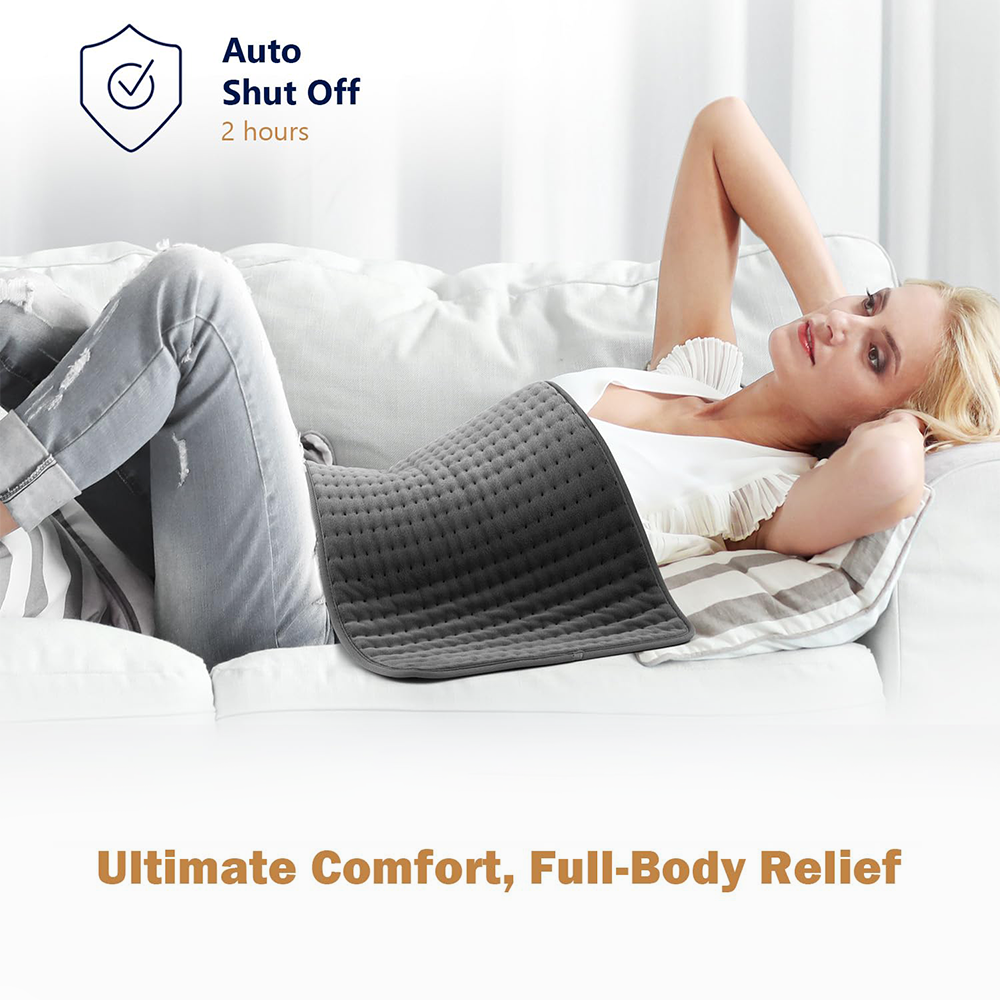17"x33" Large Electric Heating Pad with 6 Heat Settings & Auto Off , Rock Gray