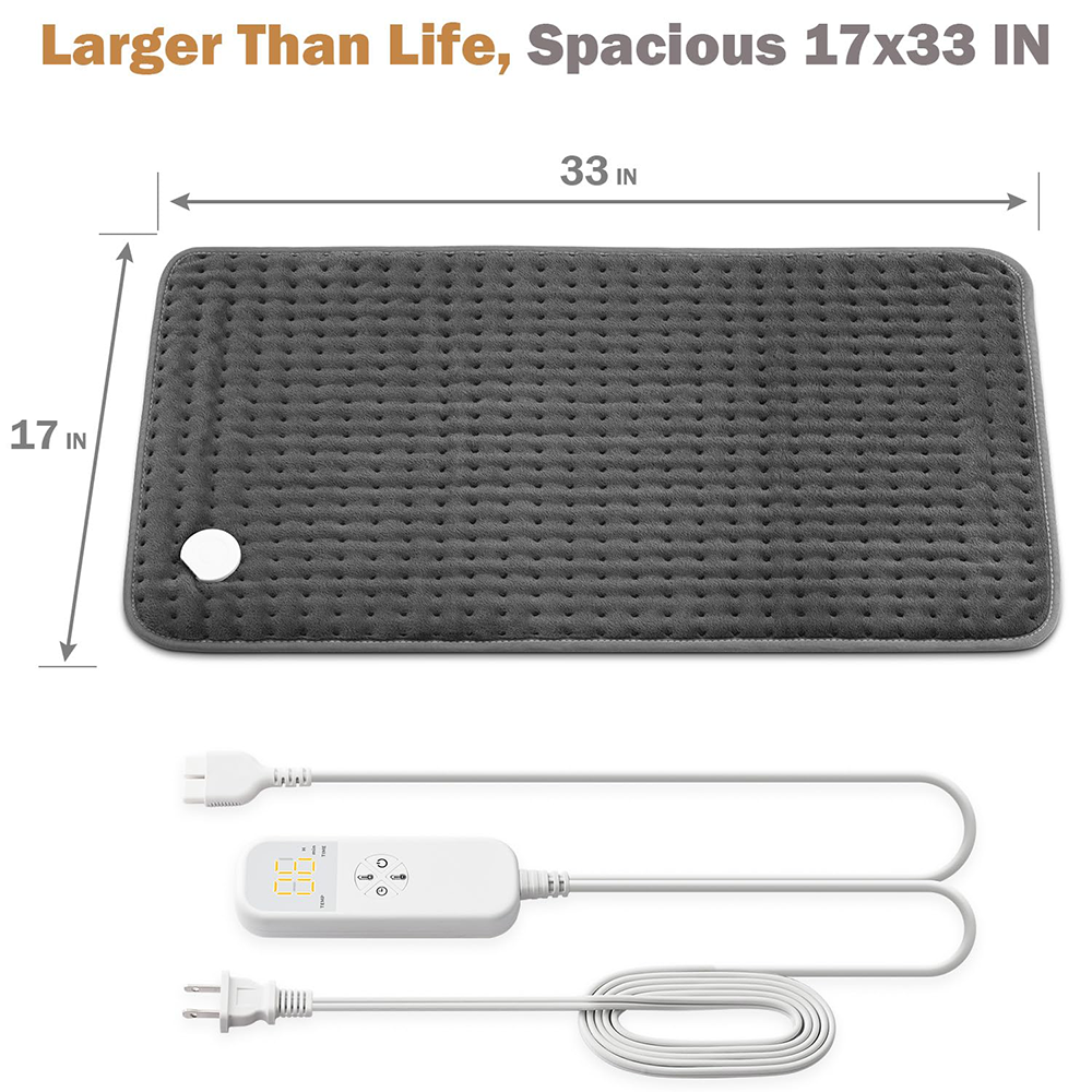 Extra Large Microplush Heating Pad for Back Neck Shoulder Pain Cramps Relief - Gifts for Women Men Mom Dad, Mothers Day Fathers Day Christmas Birthday Gifts - 6 Heat Settings, Auto-Off - 17"x33"