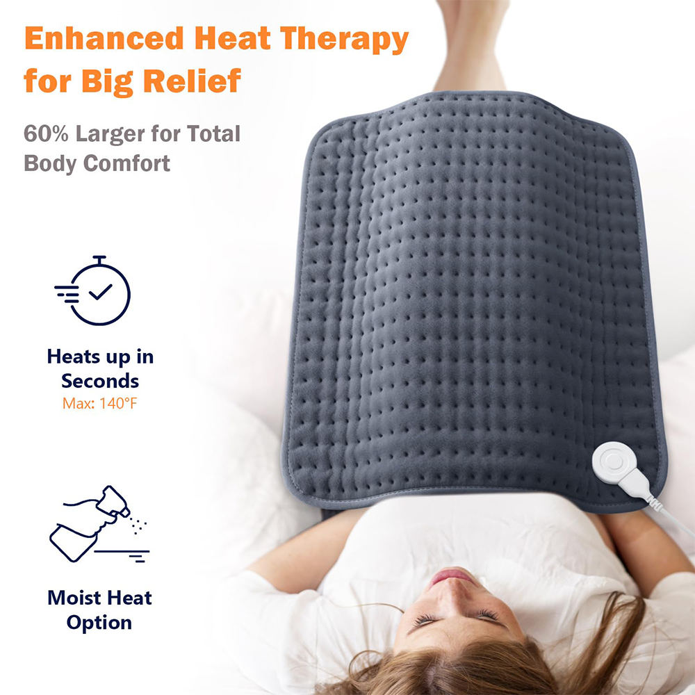 Ultra-Wide Microplush Heating Pad - 20"x24" Electric Heating Pad for Back, Neck, Shoulder Pain and Cramps - Moist Heat Option, Machine Washable, Auto-Off - Gifts for Women Men Her Him