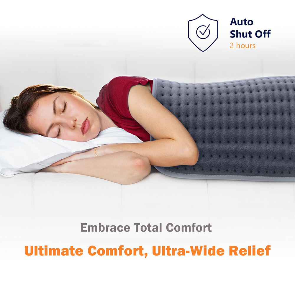 20"x24" Large Electric Heating Pad with 6 Heat Settings & Auto Off , Rock Gray