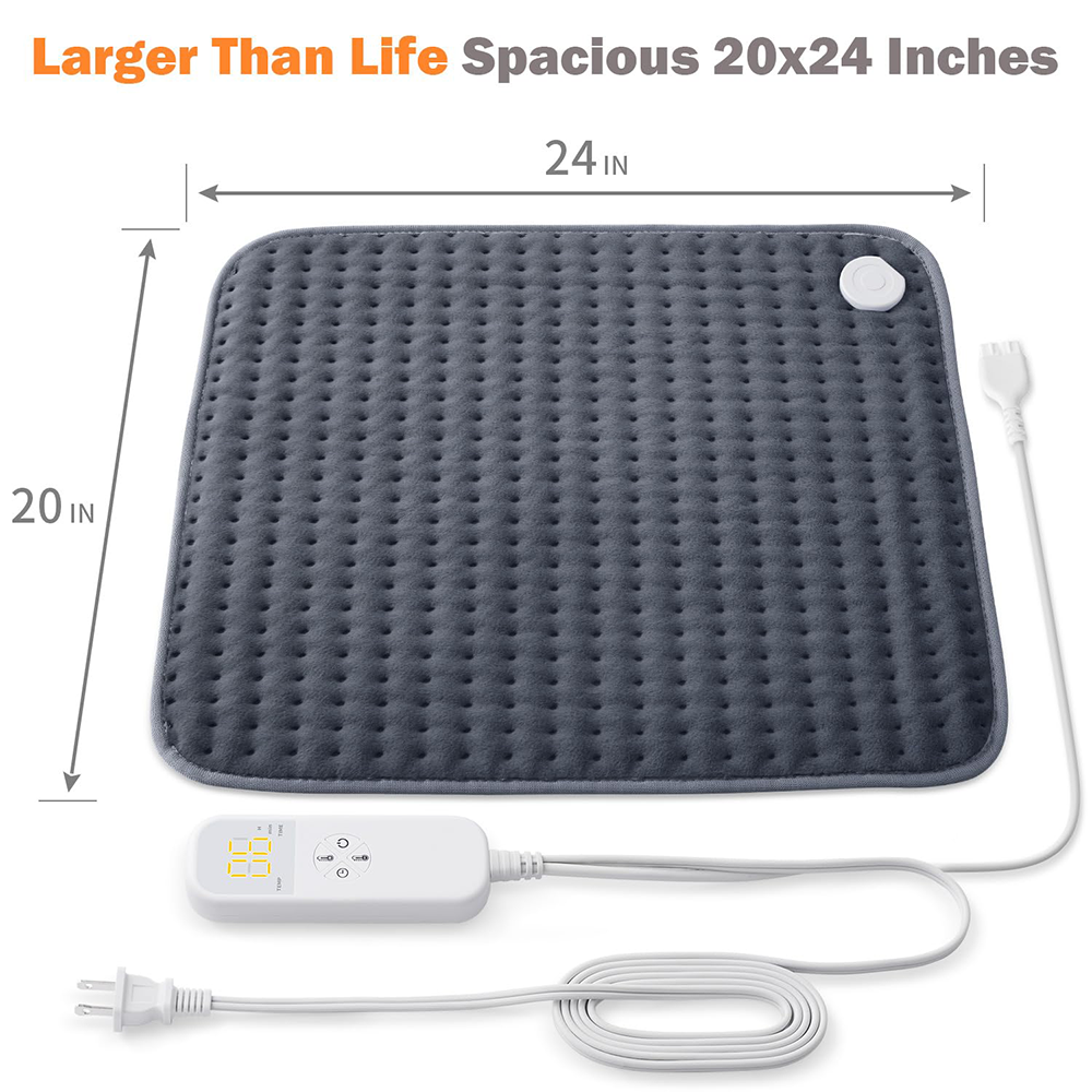 Ultra-Wide Microplush Heating Pad - 20"x24" Electric Heating Pad for Back, Neck, Shoulder Pain and Cramps - Moist Heat Option, Machine Washable, Auto-Off - Gifts for Women Men Her Him