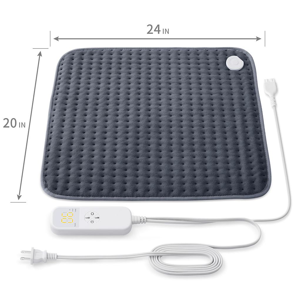 20"x24" Large Electric Heating Pad with 6 Heat Settings & Auto Off , Rock Gray