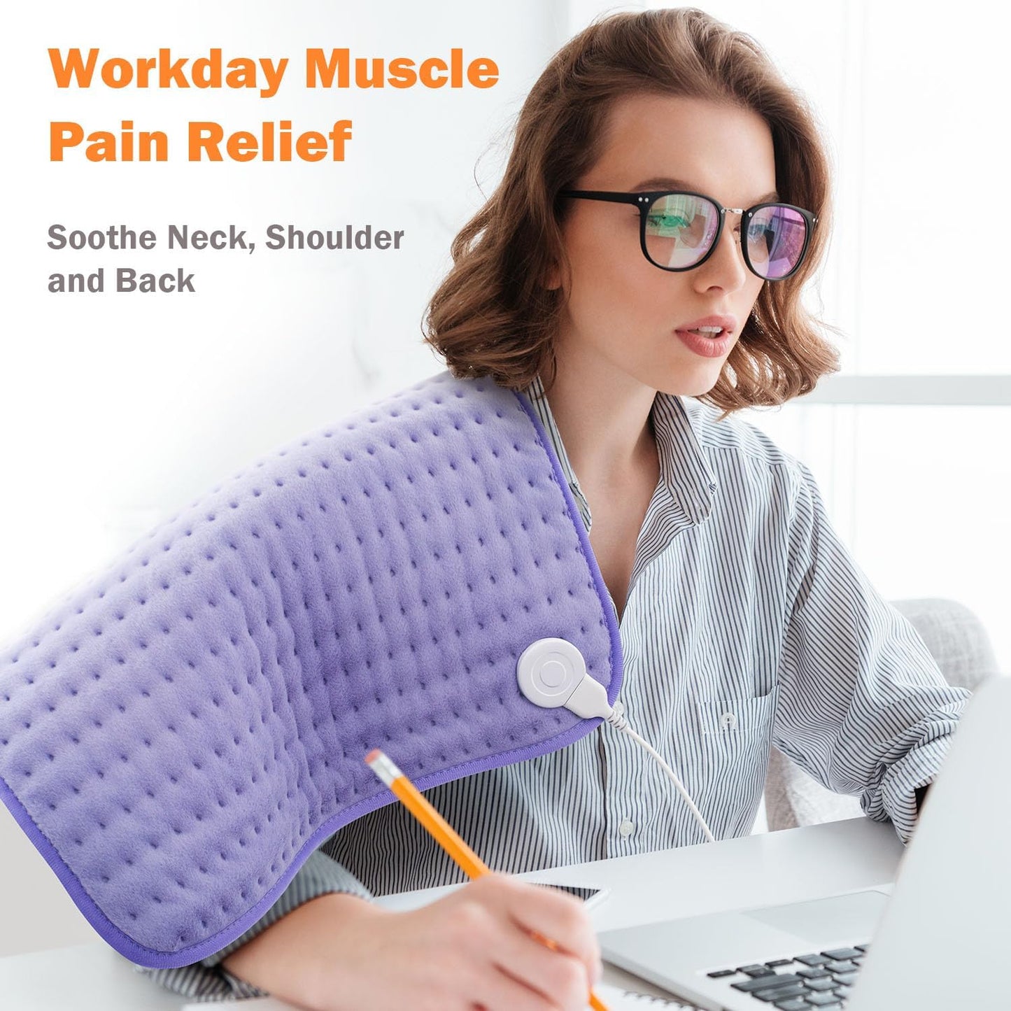 20"x24" Large Electric Heating Pad with 6 Heat Settings & Auto Off , Sunset Purple