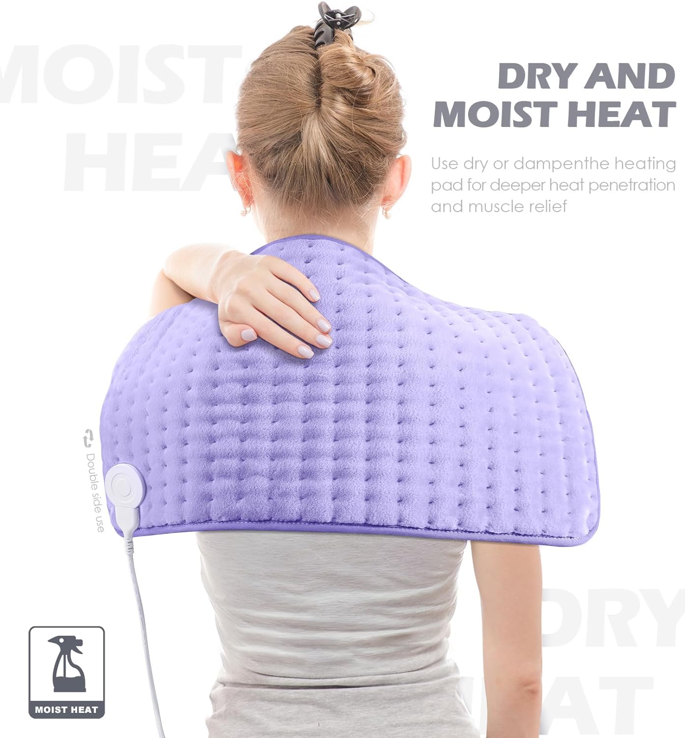 12"x24" Electric Heating Pad with 6 Heat Settings & Auto Off , Sunset Purple