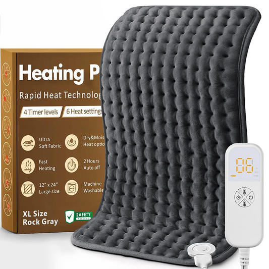 Heating Pad for Back, Neck, Shoulder Pain & Cramps Relief, Electric Heating Pad with 6 Heat Settings, Auto-Off, Moist Dry Heat Options, Gifts for Men Dad Him
