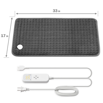 17"x33" Large Electric Heating Pad with 6 Heat Settings & Auto Off , Rock Gray