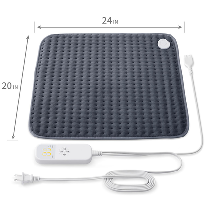20"x24" Large Electric Heating Pad with 6 Heat Settings & Auto Off , Rock Gray