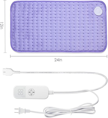 12"x24" Electric Heating Pad with 6 Heat Settings & Auto Off , Sunset Purple