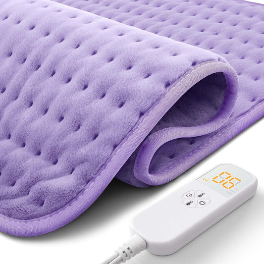 Glamigee Ultra-Wide Microplush Heating Pad - 20"x24" Electric Heating Pad for Back, Neck, Shoulder Pain and Cramps - Moist Heat Option, Machine Washable, Auto-Off - Gifts for Women, Mom, Grandma, Wife